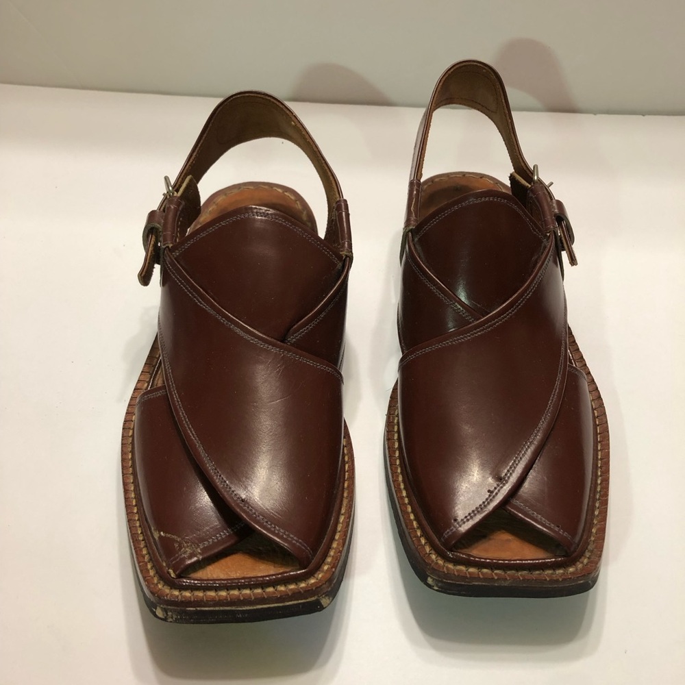 Kaptaan Chappals or Peshawari Chappals Brown Leather Men's Sandals